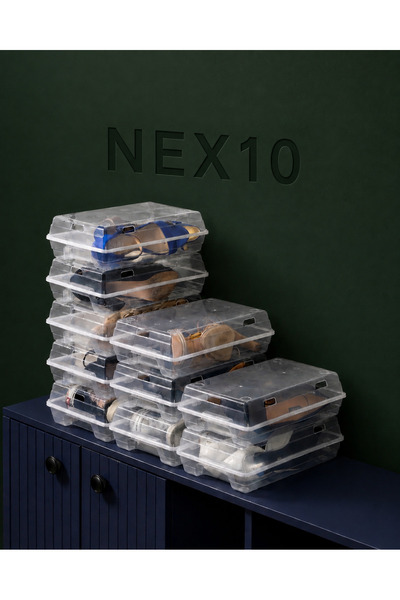 Nex10 10-Piece Transparent Women's Shoe Storage Box – Air-Hole, Stackable Org...
