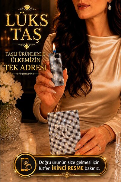 Lüks Taş Sigara Kutusu & Çakmak Kısa Kalın Sigara