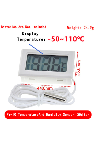choice2 مقياس حرارة رقمي صغير أبيض FY-10 LCD يُستخدم لقياس درجة حرارة الفريزر...