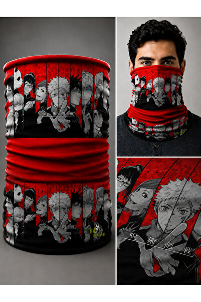FG KONNİCHİWA قناع وجه من Jujutsu Kaisen Bandana Anime وغطاء للرقبة وغطاء للر...