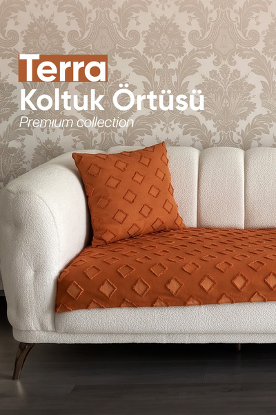 Genel Markalar Çağ Tekstil Kremit Bohem Premium Şönil Koltuk Örtüsü (90*200)