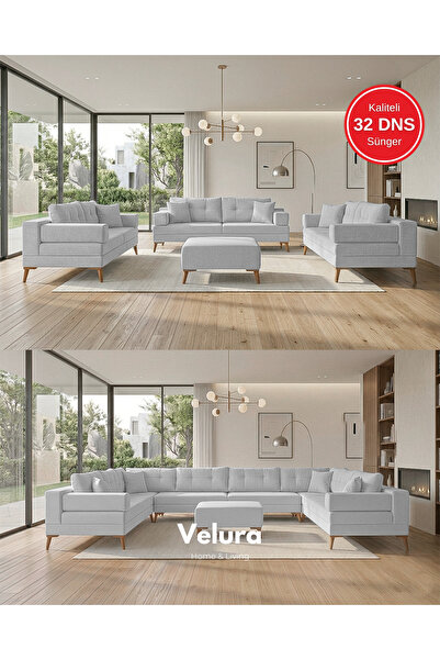 Velura Home & Living Zeri 3+3+3 Yataklı Puzzle Modüler U Köşe Koltuk Takımı &...
