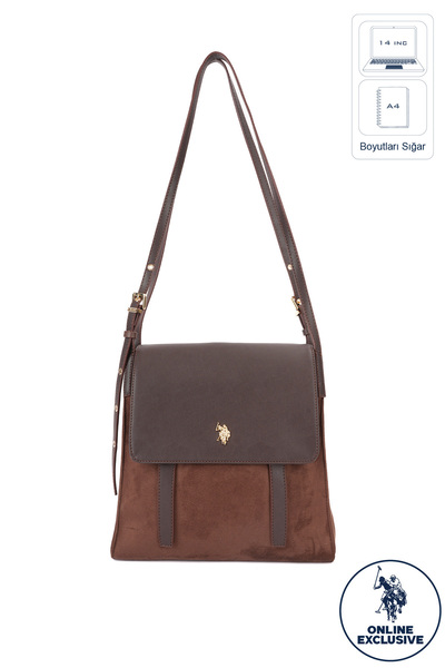 U.S. Polo Assn. حقيبة ماسنجر نسائية باللون البني US26802 حصرية على الإنترنت