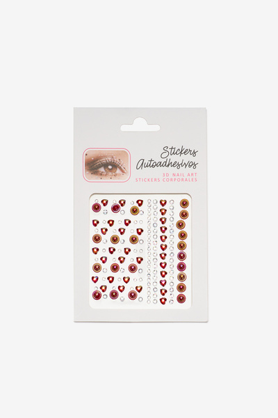Le Mabelle Kırmızı Yuvarlak ve Kalp Model Kız Çocuk Yüz ve Tırnak Sticker