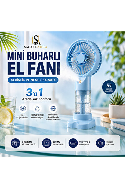 Mini Şarjlı Buharlı El Vantilatörü USB Taşınabilir Su Püskürtmeli Vantilatör ...