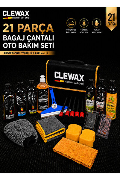 clewax 21 Parça Premium Araç, Motorsiklet Yıkama ve Bakım Seti