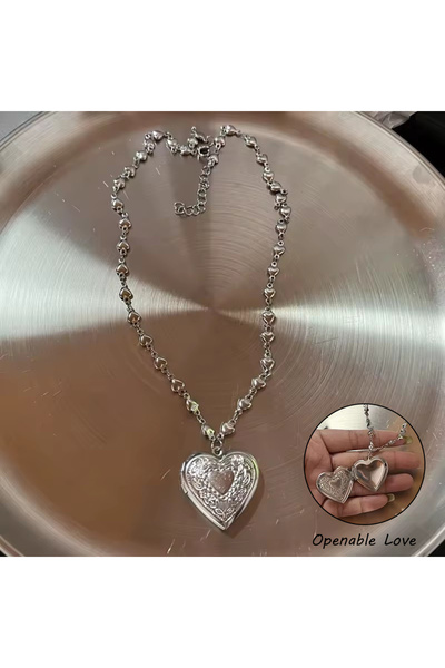 Choice1 Style 2 Y2K Gothic Peach Heart Pendant Necklace, Trendy Women's Silve...