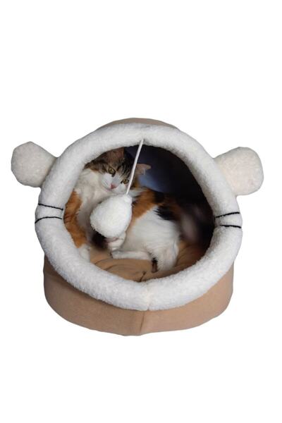 Nerotex Kahverengi Kulaklı Alaska Kedi Evi Yuvası Mağara