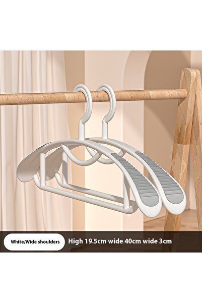 Choice 10Pcs wide-White Household Non-slip Hanger, Thick And Wide Shoulder Pl...