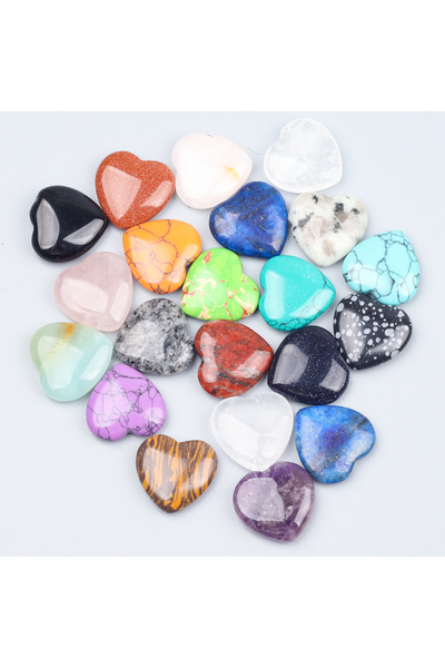 Choice mix 20 pcs 10/20/30PCS 20MM Heart Shape Stone Crystal Amethyst Love He...