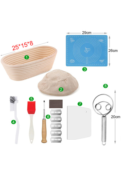 Choice with Liner 25x15x8-8pcs Rattan Bread Proofing Basket Bread Basket Oval...