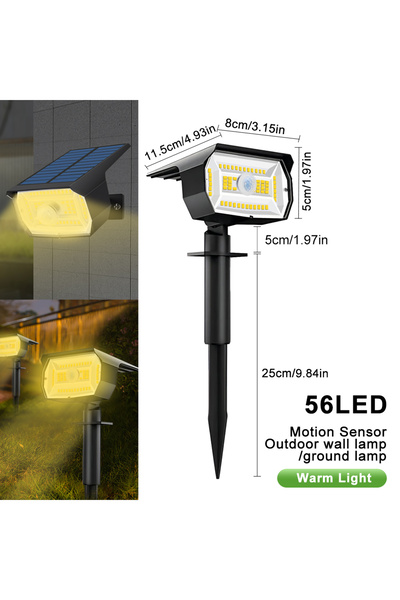Choice 1PC 56LED Warm White 72/68 LED Solar Landscape Lights Outdoor IP65 Wat...