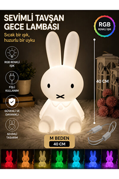 MHRDESİNG MİFFY TAVŞAN 40 CM L GECE LAMBASI RGB FİŞLİ KUMANDALI (Abajur)
