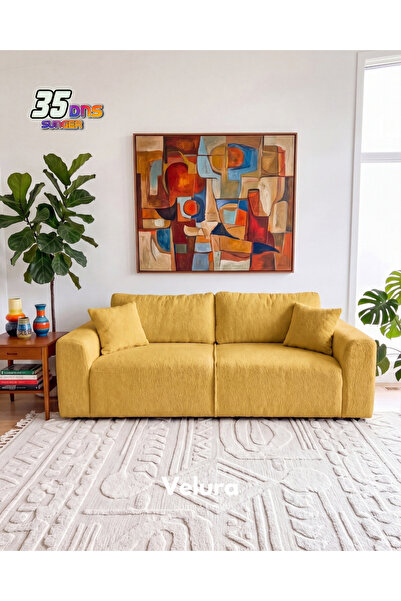 Velura Home & Living Sora 3'lü Kanepe & Üçlü Koltuk - Sarı