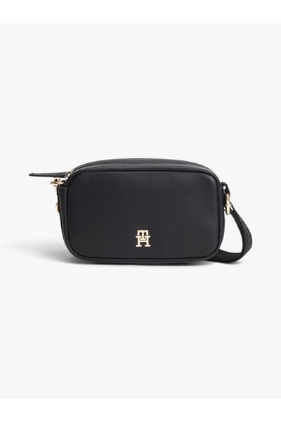 Tommy Hilfiger Women's Th Monogram Logo Crossbody Black Shoulder Bag