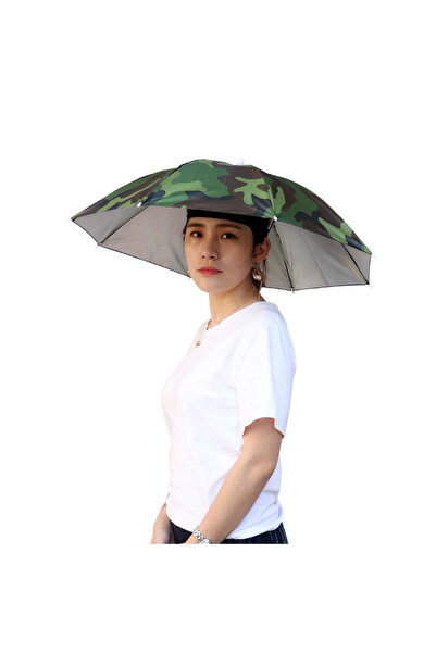 MOJOYCE 69CM Camouflage Portable Rain Umbrella Hat Foldable Outdoor Fishing S...