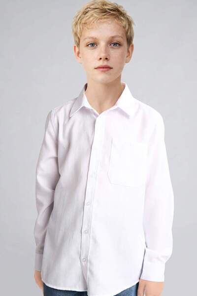 DeFacto Polo Collar Oxford Long Sleeve School Shirt Boy T8854A621Au