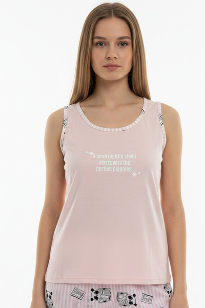 girlstop Kadın Pamuk Ön Baskılı Kalın Askılı T-Shirt