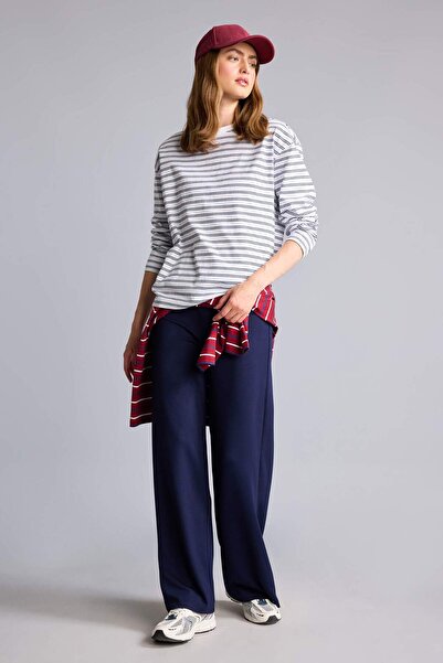DeFacto Wide Leg Navy Blue Trousers E5784Ax26Au