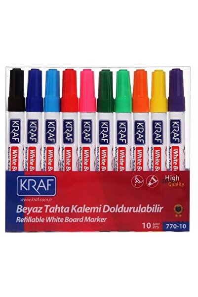 KRAF 770 Doldurulabilir Beyaz Tahta Kalemi 10'lu Set