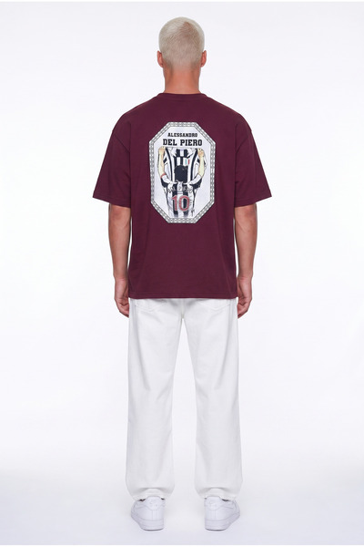 Respire Men's Del Piero Printed Oversize T-Shirt Claret Red
