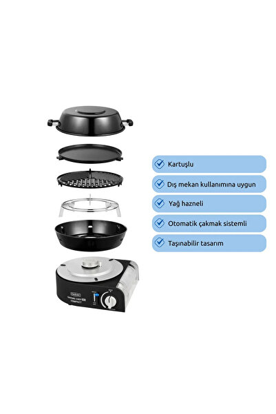 Aygaz Cadac Safari Chef 30 Kompakt Barbekü ve Mangal - Kartuşlu, Çantalı, Taş...