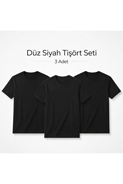 3lü Siyah Tişört
