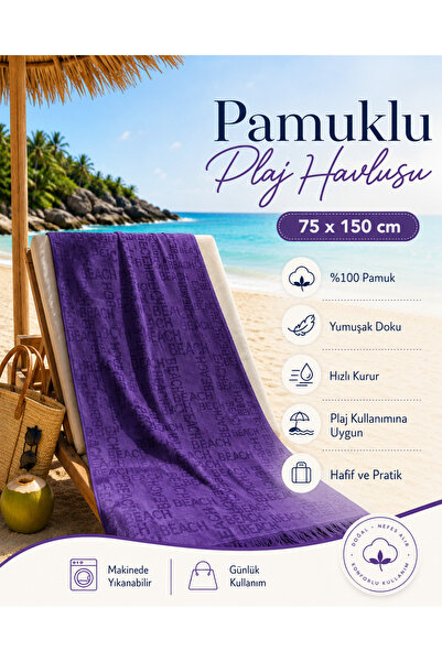 la lune home 70X150 cm Cotton Beach and Sauna Towel – Beach Patterned, Fringe...