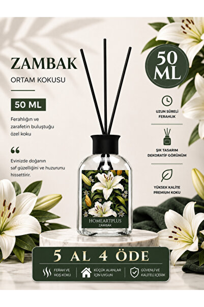homeartplus Zambak oda kokusu bambu Çubuklu esansiyel uçucu yağ 50 ml