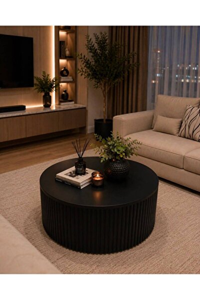 HİRA MODERN ORTA SEHPA SİYAH 80X80