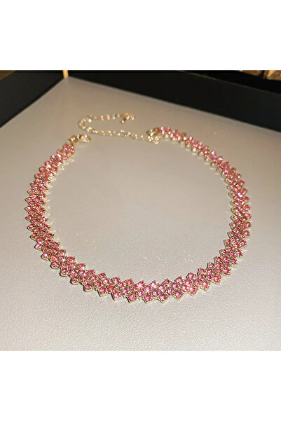 Choice9 pink FYUAN Fashion Red Green Blue Colourful Rhinestone Choker Necklac...