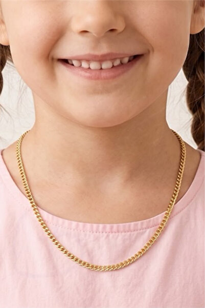 SEVGİLİ TAKI GolD ChilDren's Steel Necklace - Thin Plain Chain, Miracle Series