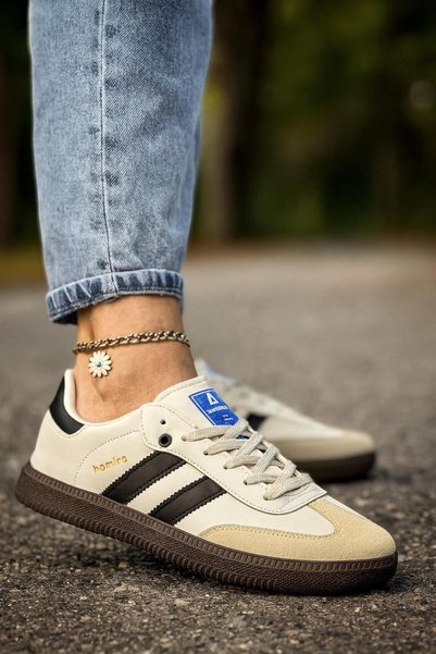ARONA Lace-Up Unisex Sports Sneaker Shoes-Beige-Black