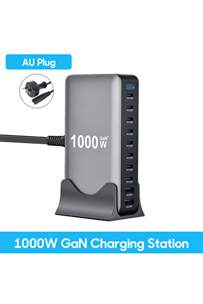 Choice 1000W AU Plug 1000W GaN Charger USB C Fast Desktop 10Port USB Type C P...