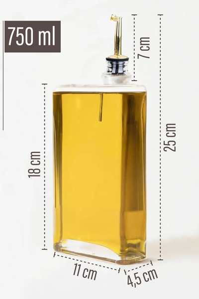 Trend Maison Cam Yağlık Sirkelik Mutfak Şişe Seti Sızdırmaz Paslanmaz Kapaklı 750 ml x 2 Adet