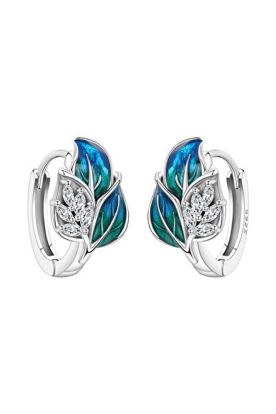 choice2 OTE4158 Orstarry S925 Sterling Silver Earrings Versatile Blue Feather...