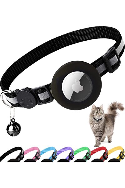 Choice Black Cute Cat Collar Airtag Breakaway Reflective Kitten Collar with B...