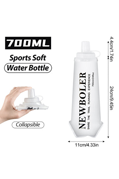 Choice BOT225-WHI-700 NEWBOLER 300ml/500ml/700ml Soft Flask Foldable Silicone...