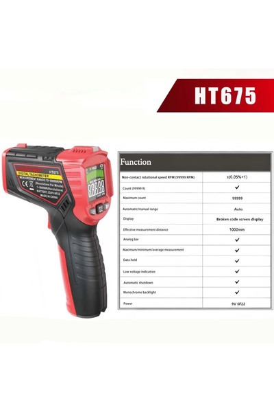 Choice1 HT675 HABOTEST HT670 Digital Laser Tachometer Non-Contact RPM Meter 2...