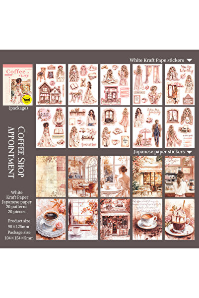 Choice4 1pack D Caf Date 1pack/2pack 4 Styles Coffee Themed Sticker Books Caf...