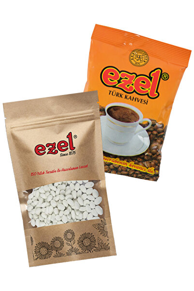 Ezel Kahve Ezel Turkish Coffee Medium Roasted 100Gr and Core Sugar 250Gr - Fr...