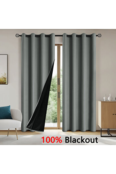 Choice غطاء علوي بحلقة معدنية عرض 100 سم × ارتفاع 200 سم قطعة واحدة رمادي غام...
