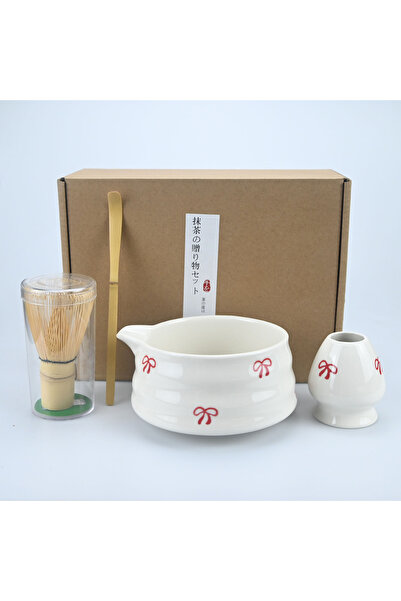 Choice 4pcs-Red bowknot 2/4/5pcs Matcha Whisk Set, Cute Bow Japanese Tea Set ...