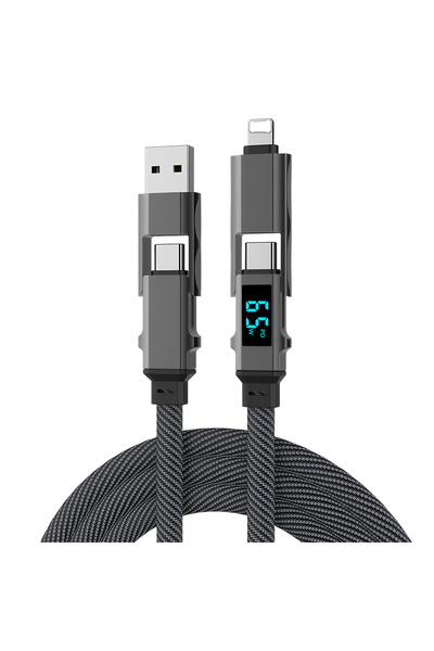 Choice Black 4-in-1 Fast Charging Cable LCD Watt Display 120W USB A to Lightn...
