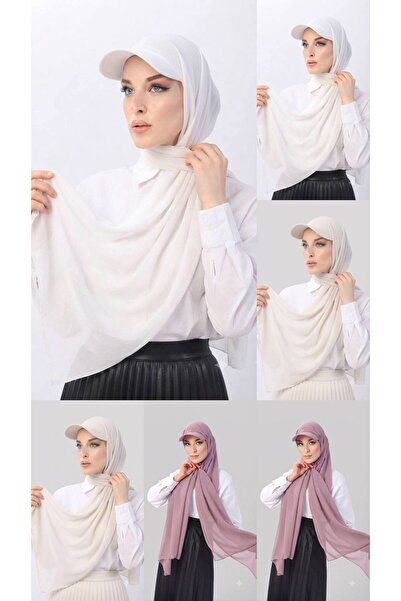 ALDAIYR 6 Ready-Made Shawl Hijabs with Bonnet Hats Sandy