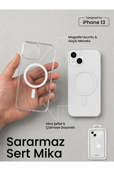 İPHONE 13 UYUMLU SARARMAZ ŞEFFAF KILIF MAGSAFE ÖZELLİKLİ
