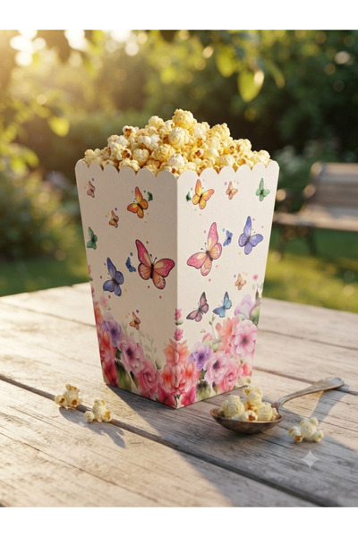 Deniz Party Store Butterfly Themed Cardboard Popcorn Corn Chips Box 8 Pieces