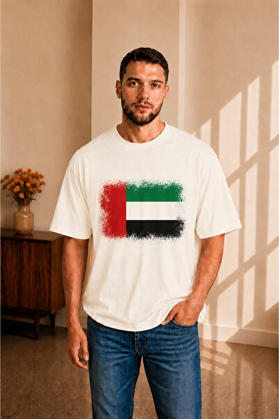 sngl tekstil Men's Oversized Uae Flag Printed Short Sleeve T-Shirt S m L XL 2XL