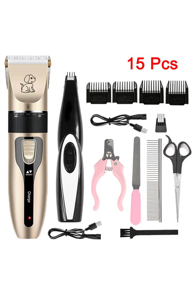 Choice3 15 Pcs Electrical Pet Clipper Professional Grooming Kit Rechargeable ...