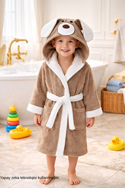 ELY PARKER Hooded Children's Bathrobe 100% Cotton Water Absorbent Baby Boy Ba...